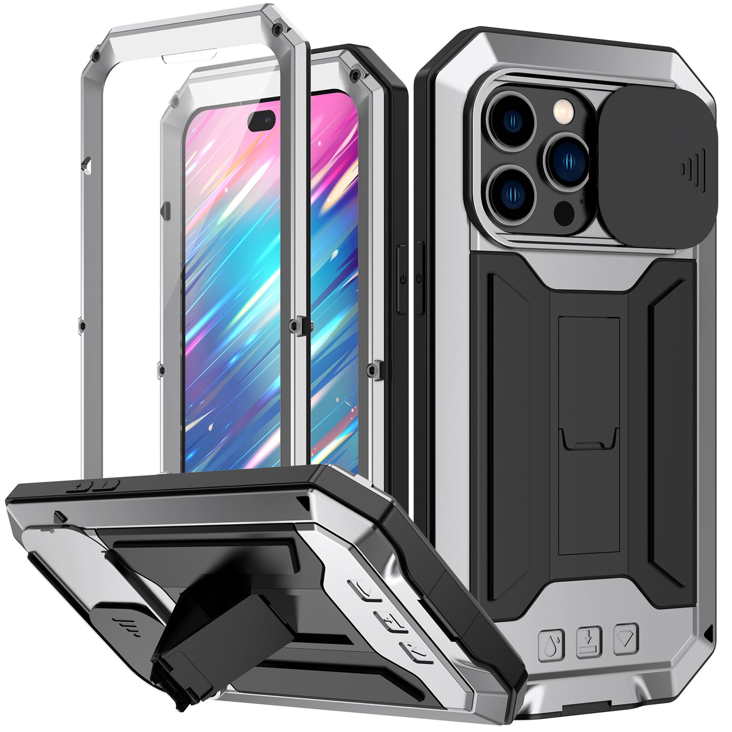 Apple iPhone 14 Pro Case Metal Lens Protection 3-Defenses V2.0