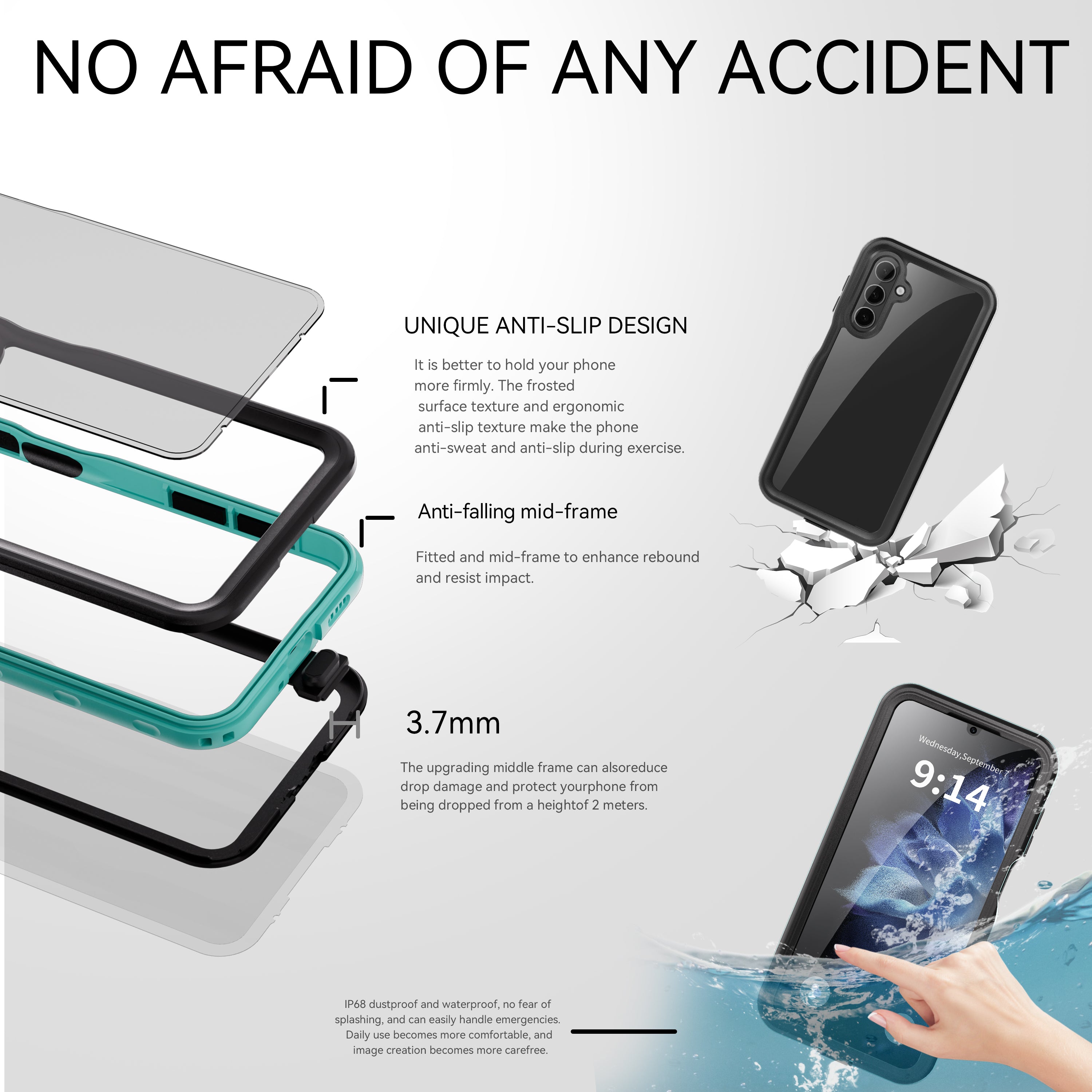 Samsung Galaxy A16 Case Waterproof Dot Clear Full Protection