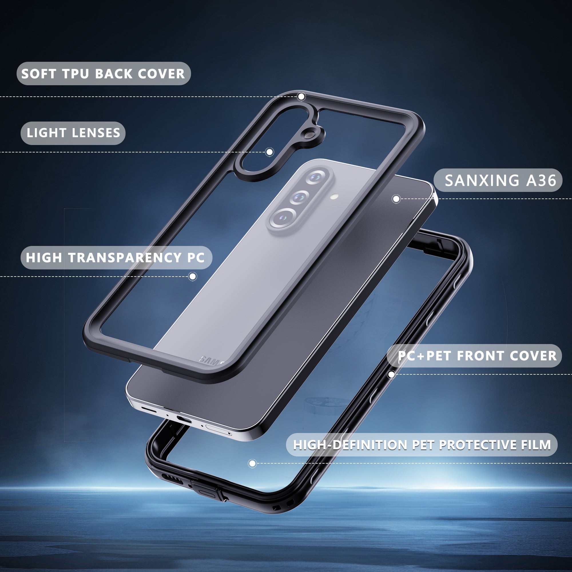 Samsung Galaxy A36 Case Waterproof Dot Clear Full Protection