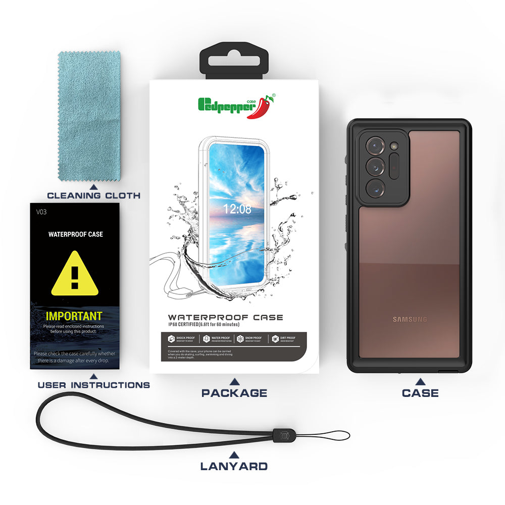 Samsung Galaxy Note20 Ultra Case Waterproof Dot Clear Full Protection