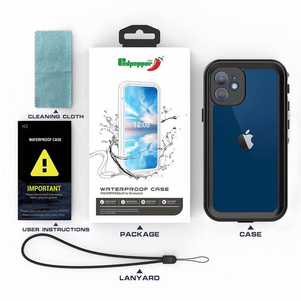 Apple iPhone 12 Mini Case Waterproof Dot Clear Full Protection