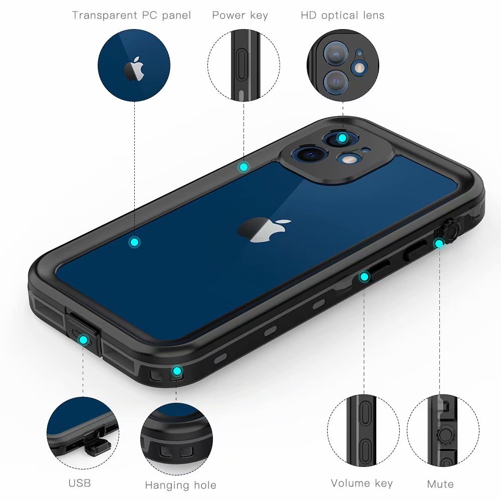 Apple iPhone 12 Mini Case Waterproof Dot Clear Full Protection