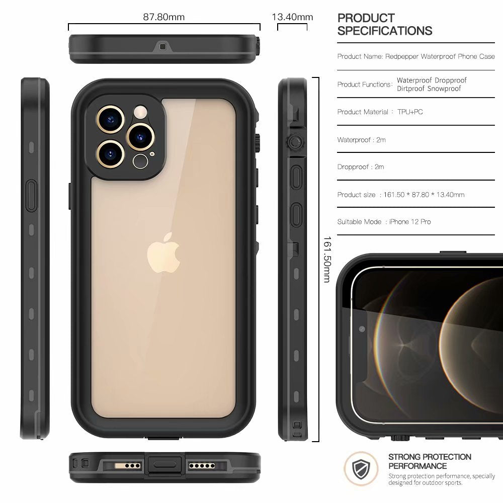 Apple iPhone 12 Pro Max Case Waterproof Dot Clear Full Protection
