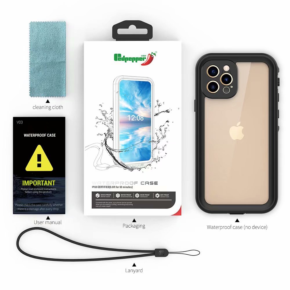 Apple iPhone 12 Pro Max Case Waterproof Dot Clear Full Protection