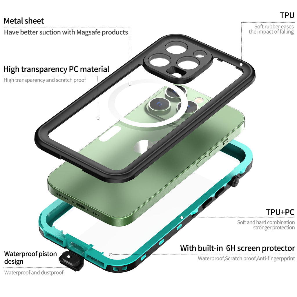 Apple iPhone 14 Pro Case Waterproof Dot Clear Full Protection