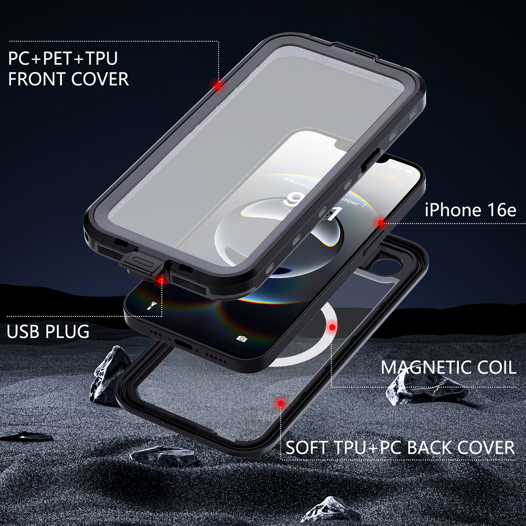 Apple iPhone 16e Case Waterproof Dot Clear Full Protection