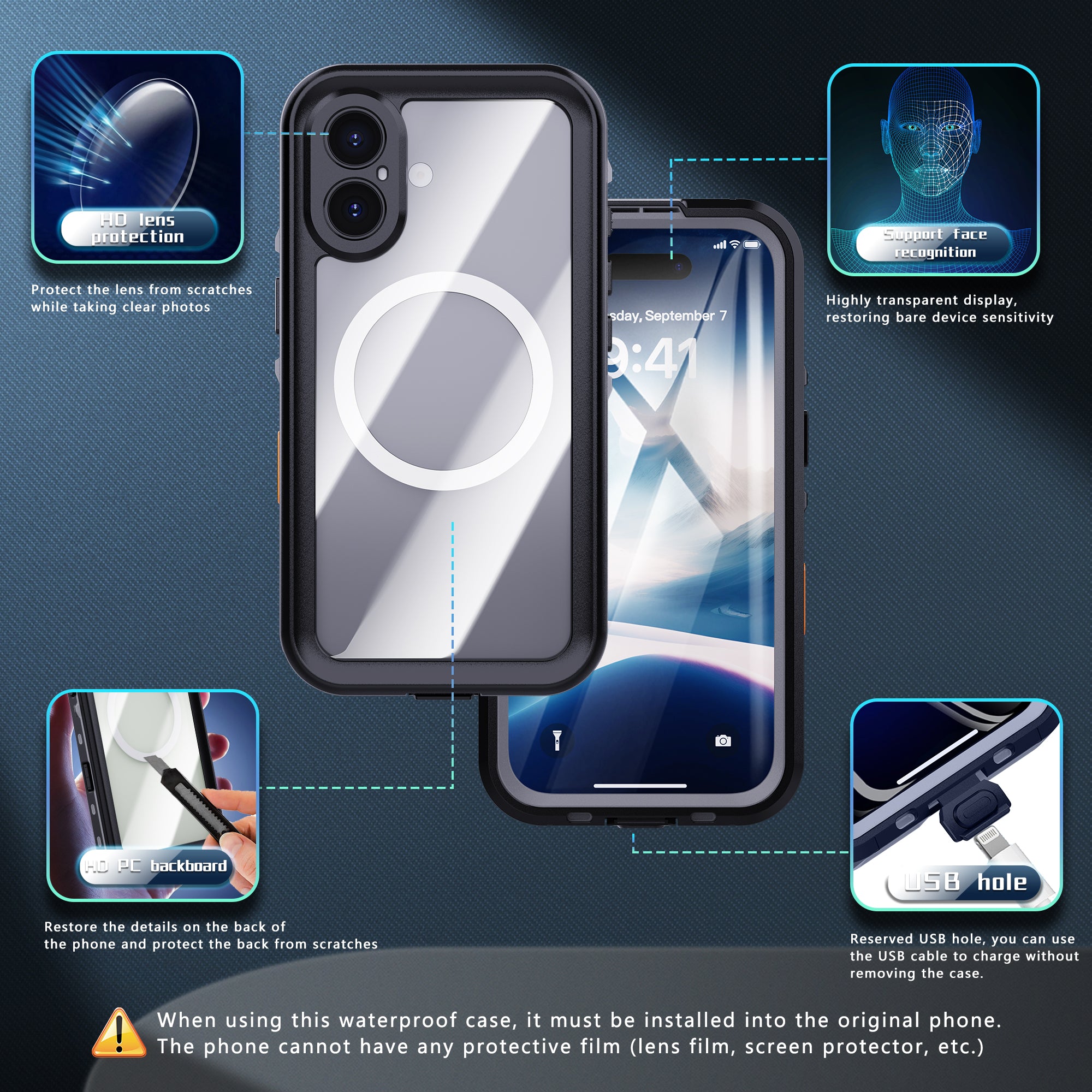 Apple iPhone 16 Plus Case Waterproof Dot Box Submerged 6.6ft