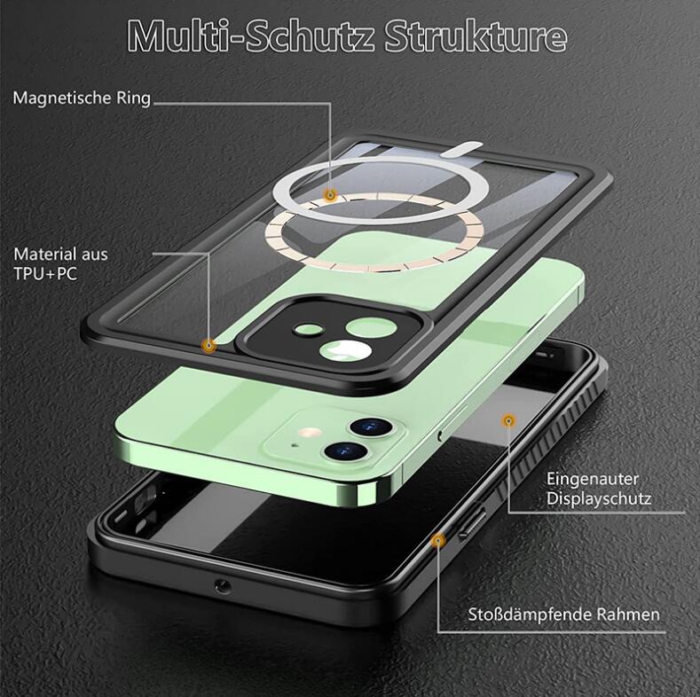 Apple iPhone 12 Case Waterproof Twill Crystal Magsafe