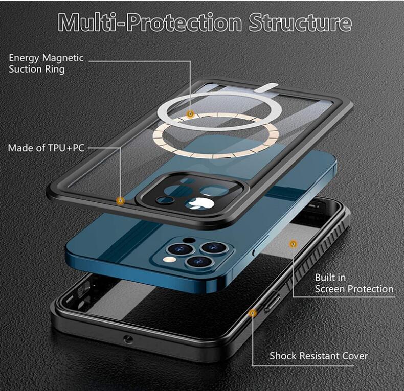 Apple iPhone 12 Pro Max Case Waterproof Twill Crystal Magsafe