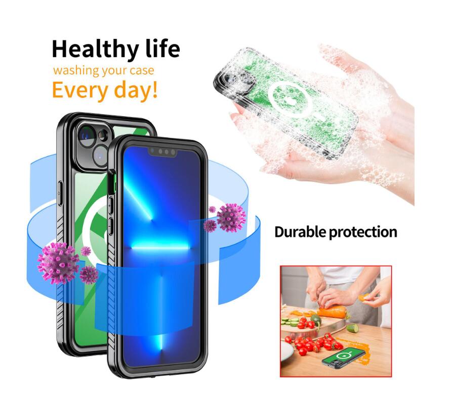 Apple iPhone 15 Case Waterproof Twill Crystal Magsafe