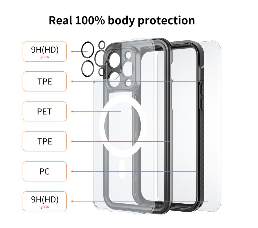 Apple iPhone 15 Pro Case Waterproof Twill Crystal Magsafe