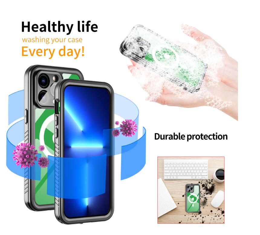 Apple iPhone 15 Pro Case Waterproof Twill Crystal Magsafe