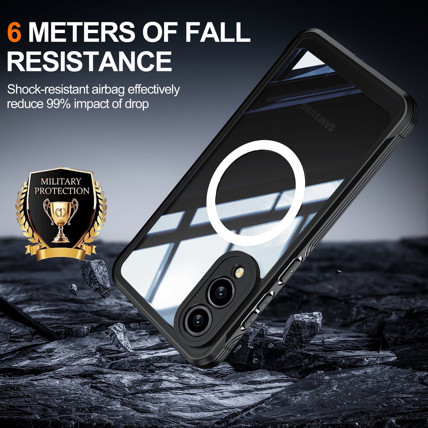 Samsung Galaxy S25 Edge Case Rugged Built-in Screen Protector