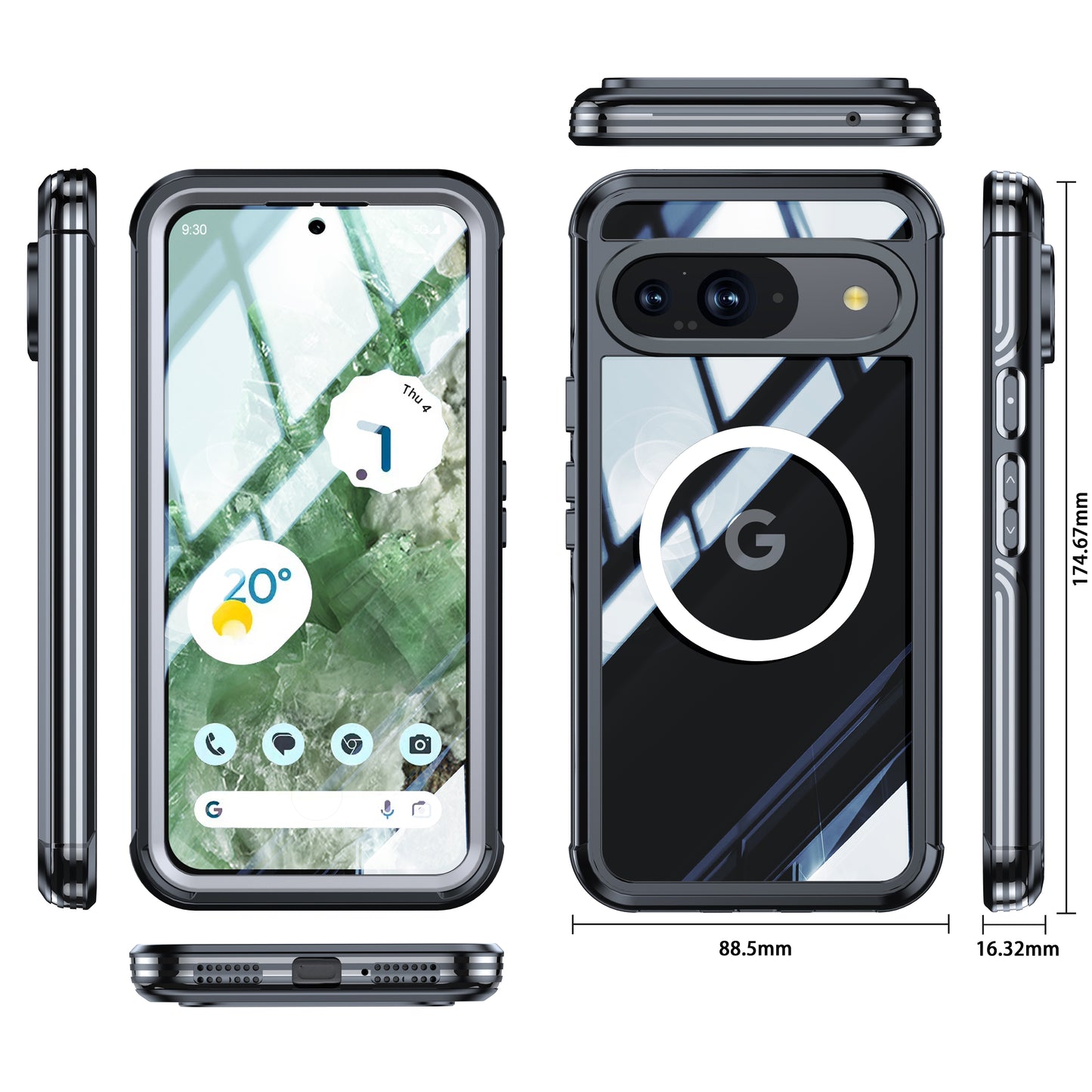 Google Pixel 9 Case Rugged Built-in Screen Protector
