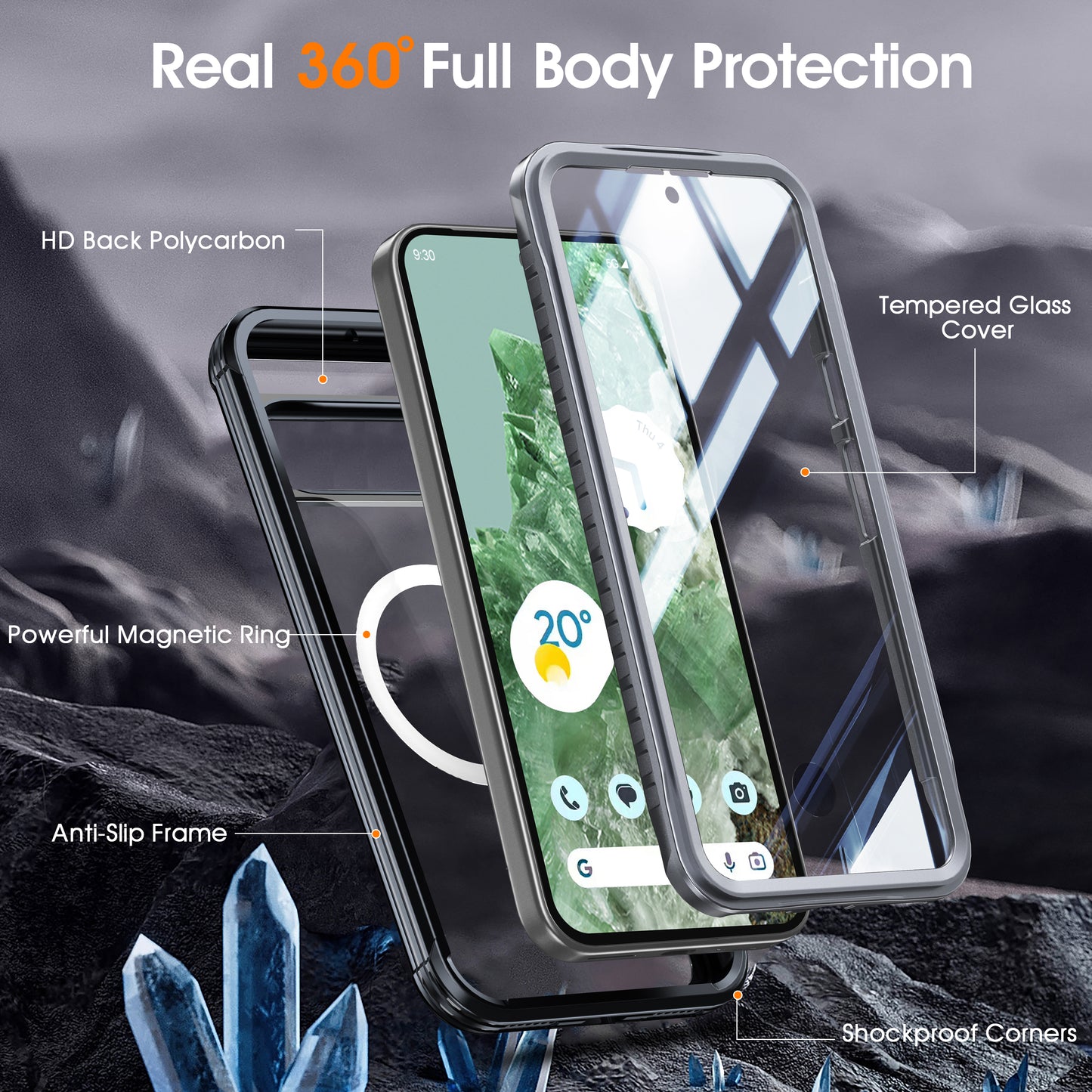 Google Pixel 9 Case Rugged Built-in Screen Protector