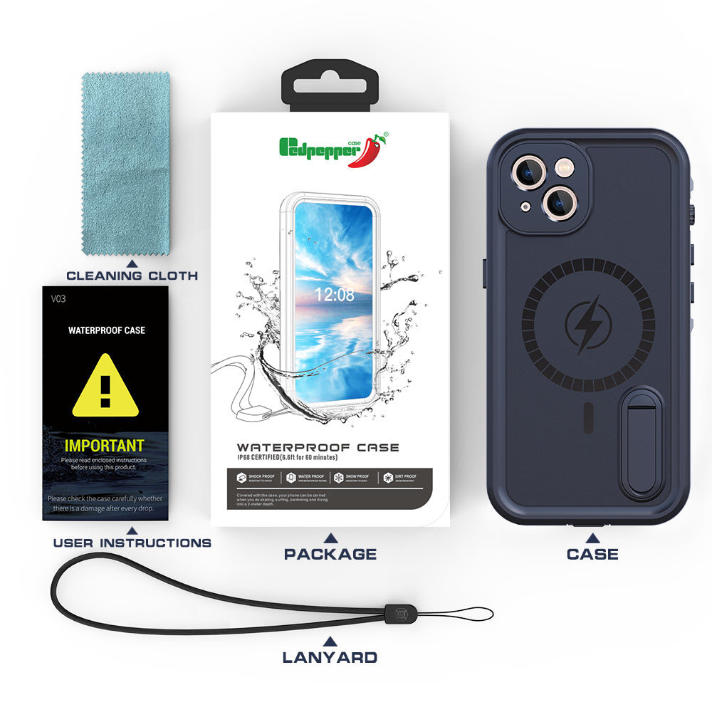 Apple iPhone 13 Mini Case Waterproof Solid Magsafe Stand