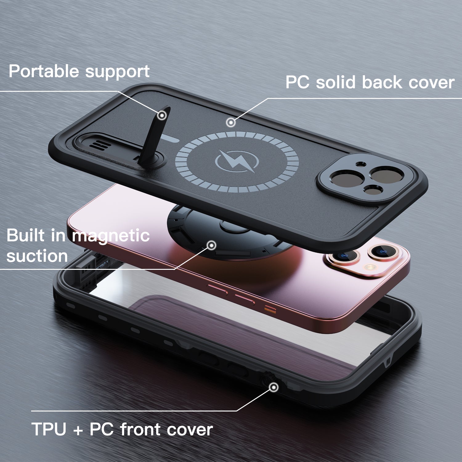 Apple iPhone 13 Mini Case Waterproof Solid Magsafe Stand