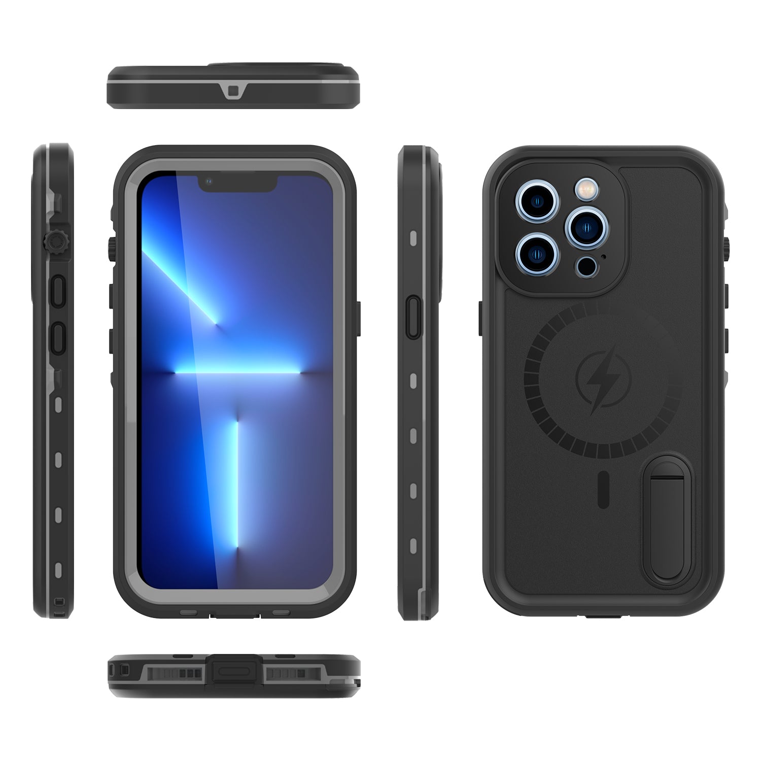 Apple iPhone 13 Pro Case Waterproof Solid Magsafe Stand