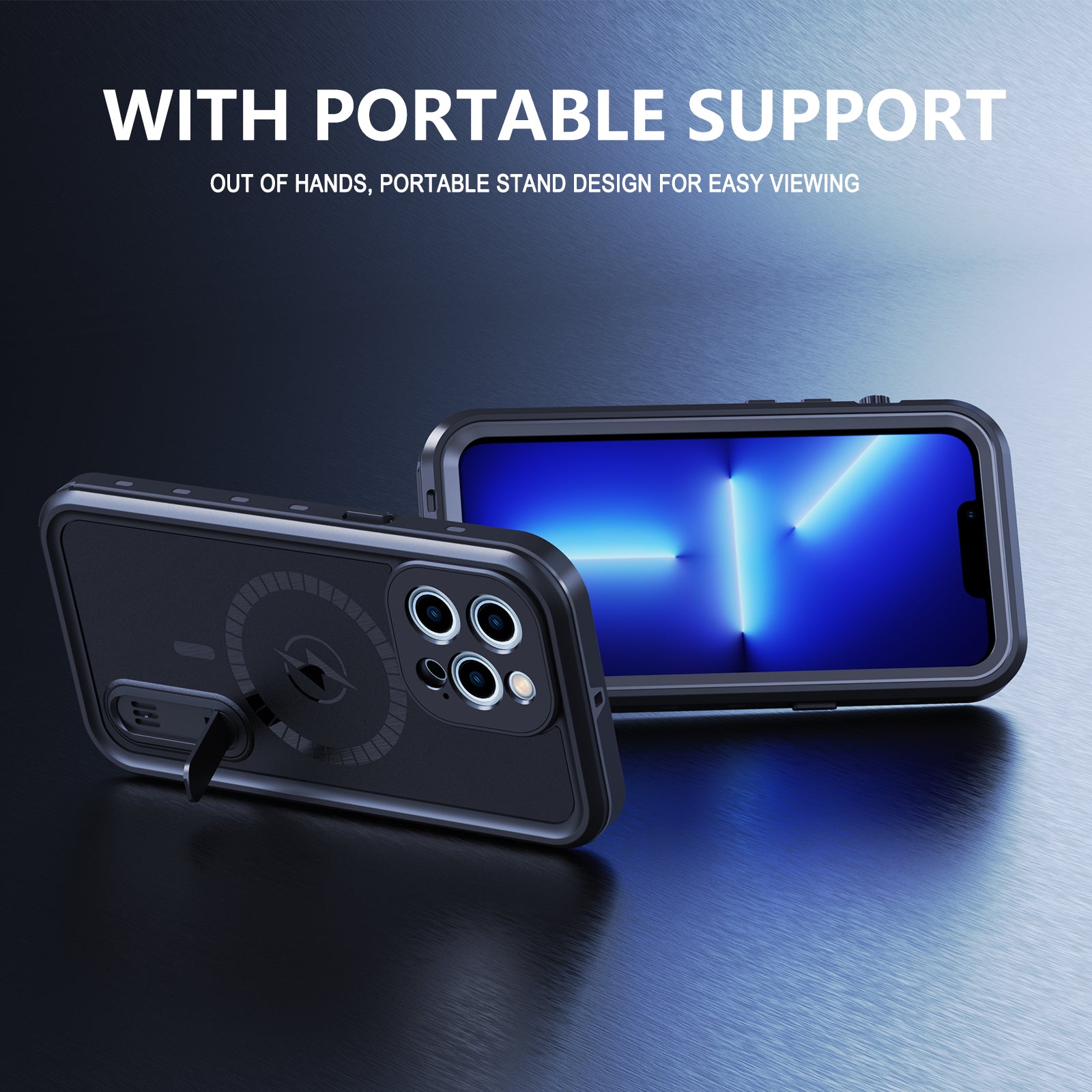 Apple iPhone 13 Pro Case Waterproof Solid Magsafe Stand