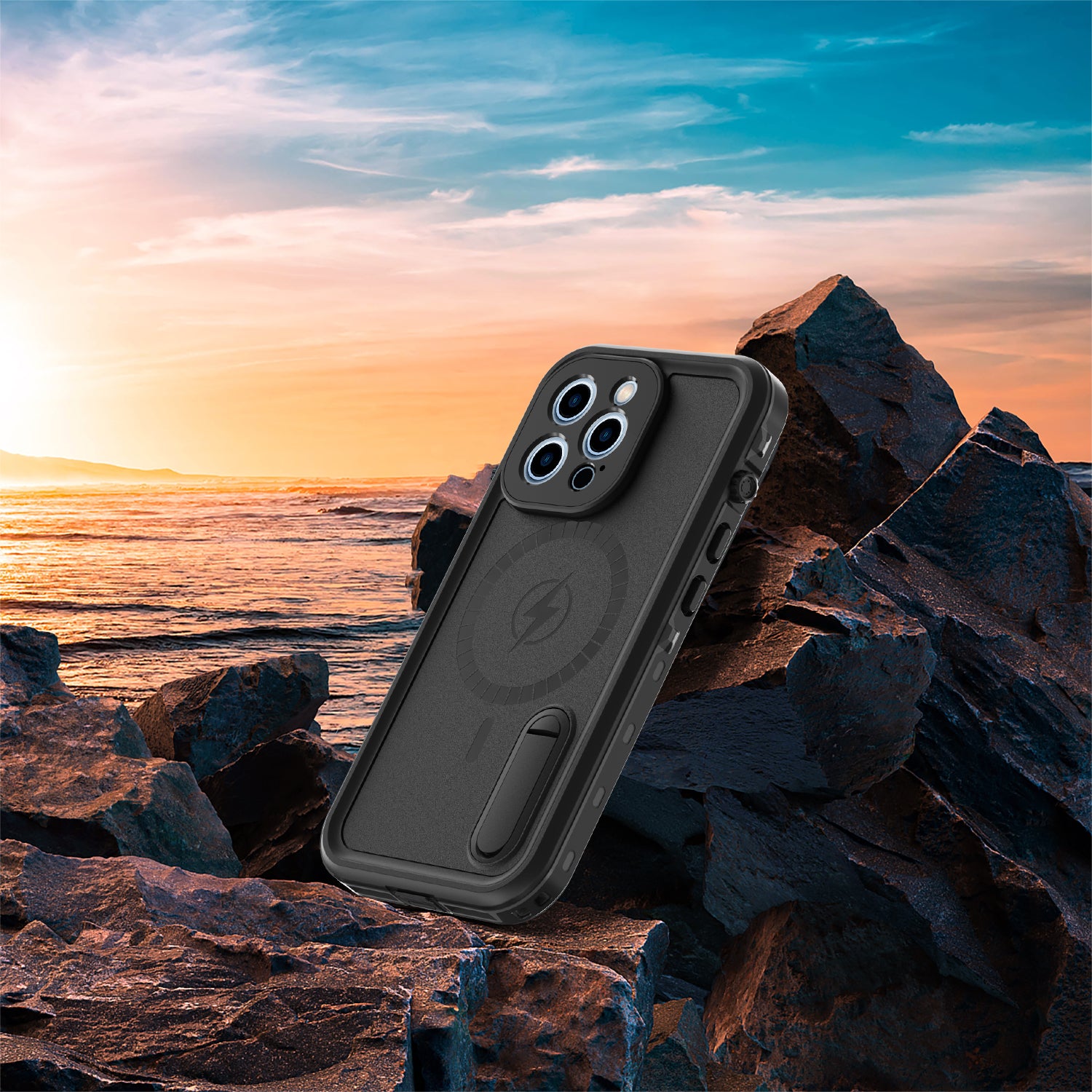 Apple iPhone 13 Pro Case Waterproof Solid Magsafe Stand