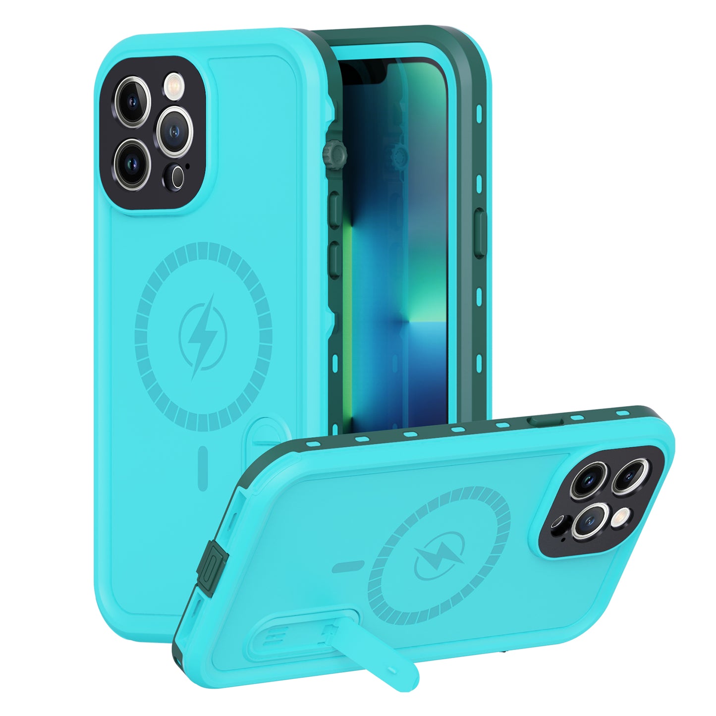 Apple iPhone 13 Pro Max Case Waterproof Solid Magsafe Stand