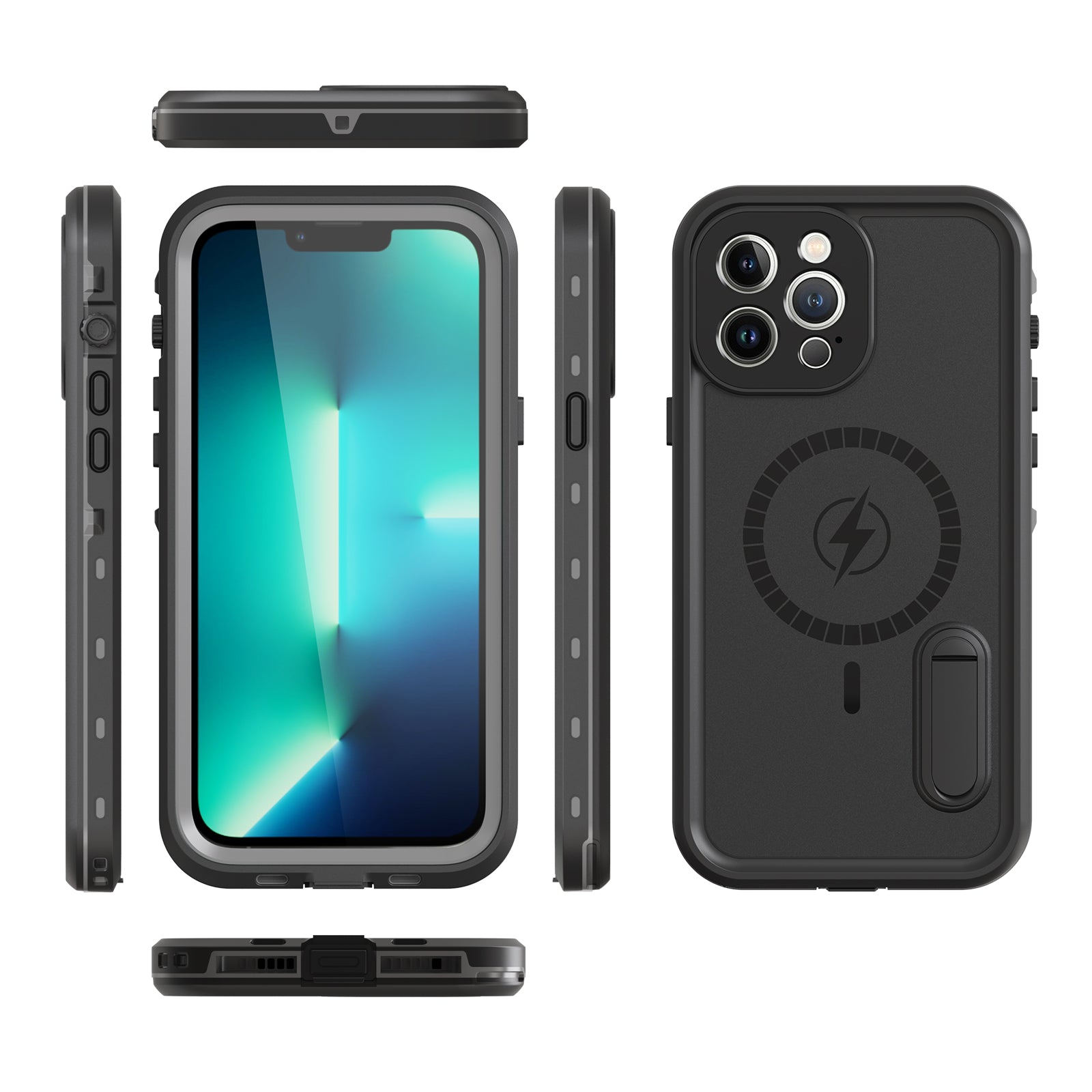 Apple iPhone 13 Pro Max Case Waterproof Solid Magsafe Stand