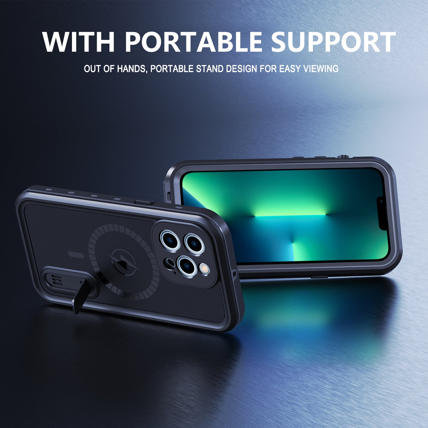 Apple iPhone 13 Pro Max Case Waterproof Solid Magsafe Stand