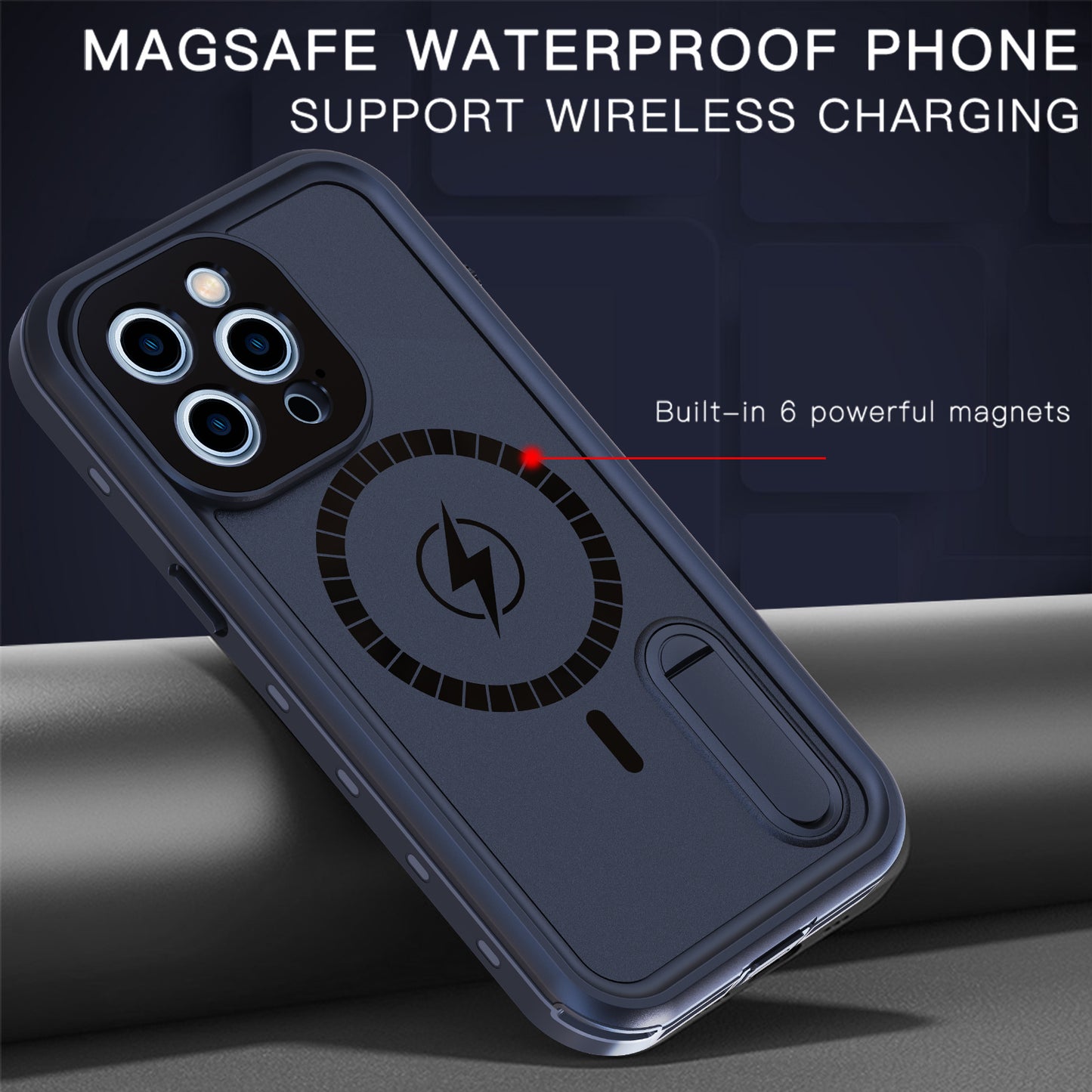 Apple iPhone 13 Pro Max Case Waterproof Solid Magsafe Stand