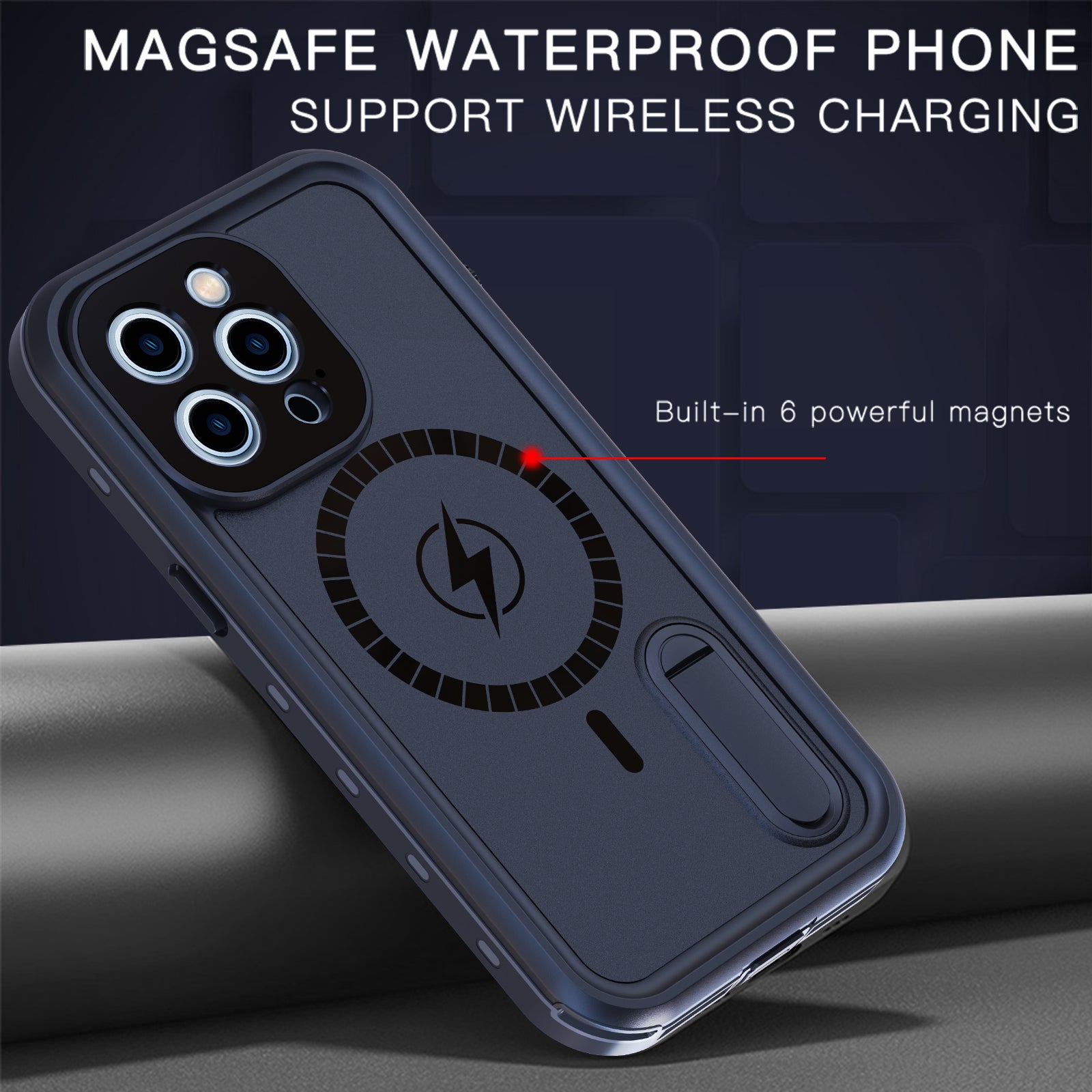 Apple iPhone 13 Pro Max Case Waterproof Solid Magsafe Stand