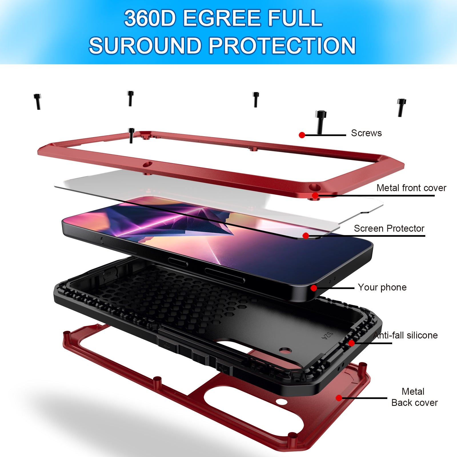 Samsung Galaxy S24 Plus Case Metal Tank Military Protection