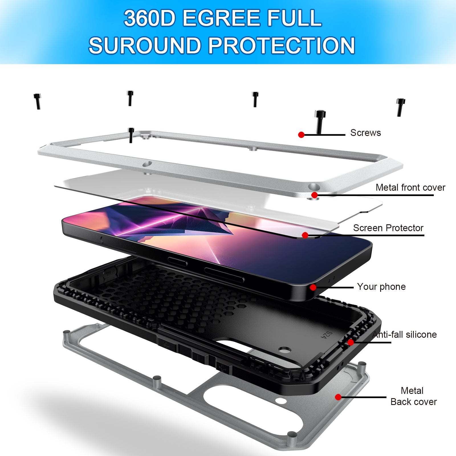 Samsung Galaxy S25 Plus Case Metal Tank Military Protection