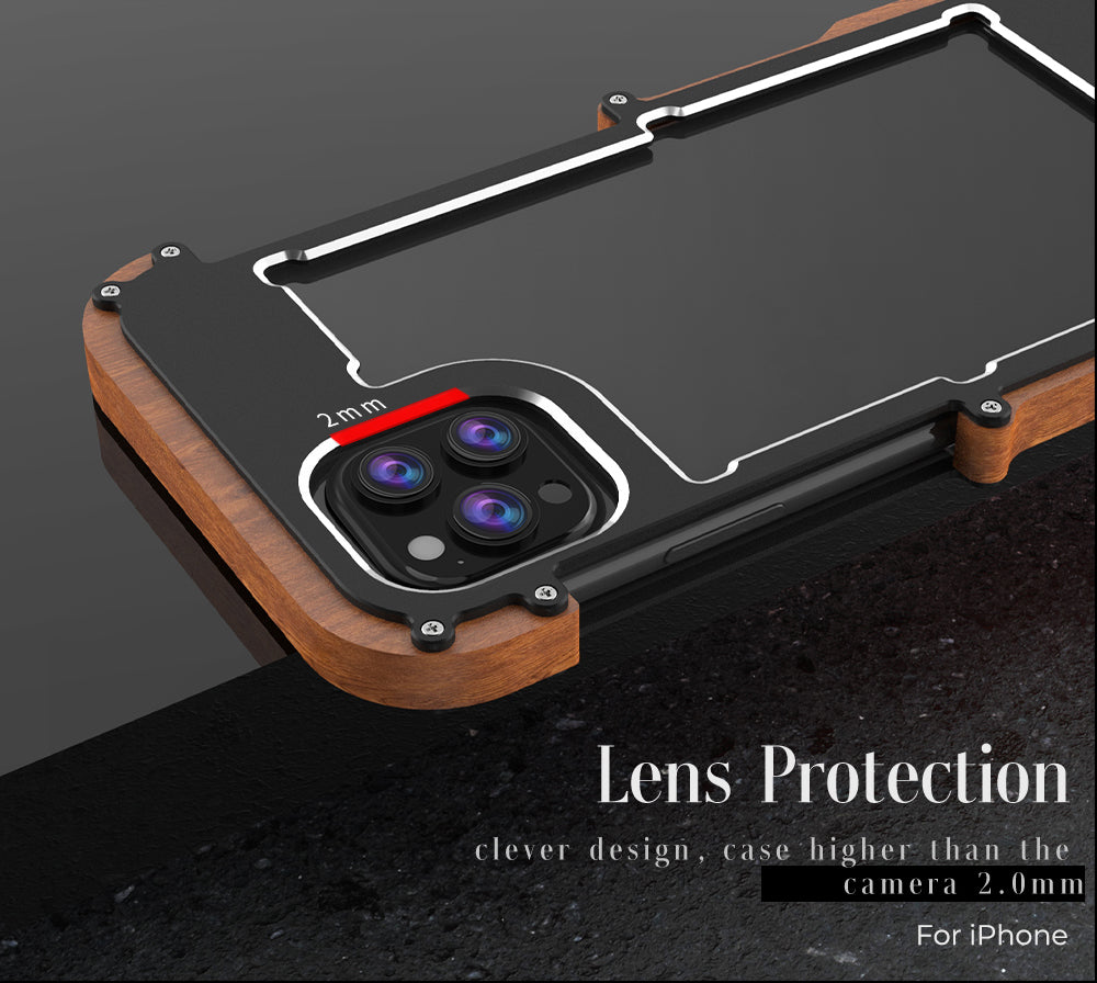 Apple iPhone 13 Pro Max Case Metal Iron Wood Solid Extraordinary
