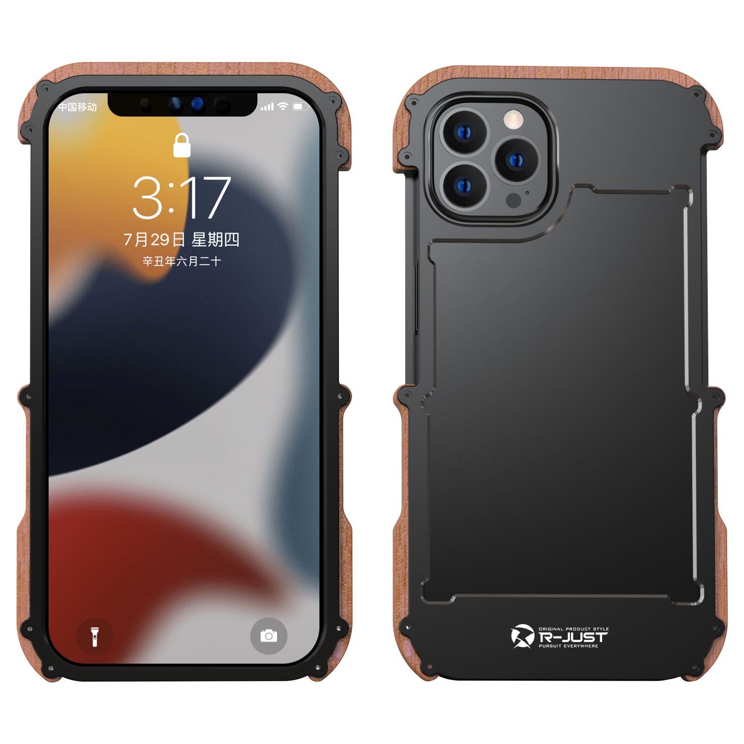 Apple iPhone 13 Pro Max Case Metal Iron Wood Solid Extraordinary