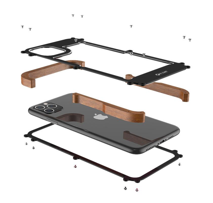 Apple iPhone 14 Pro Max Case Metal Iron Wood Solid Extraordinary