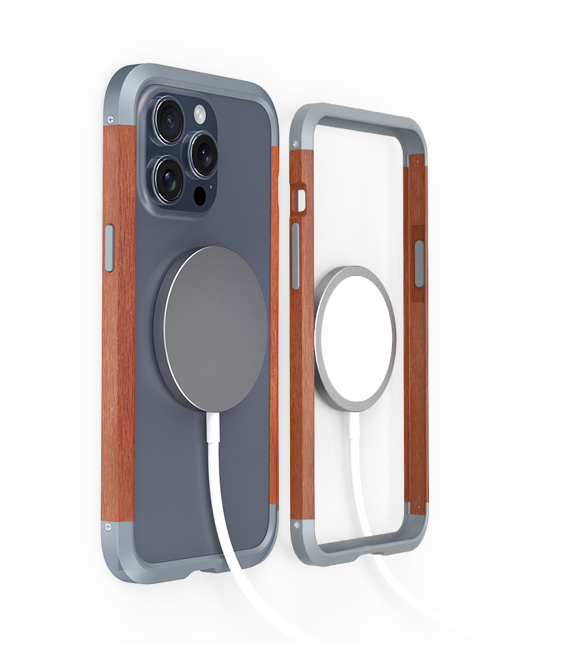 Apple iPhone 12 Mini Case Metal Iron Wood Solid Natural