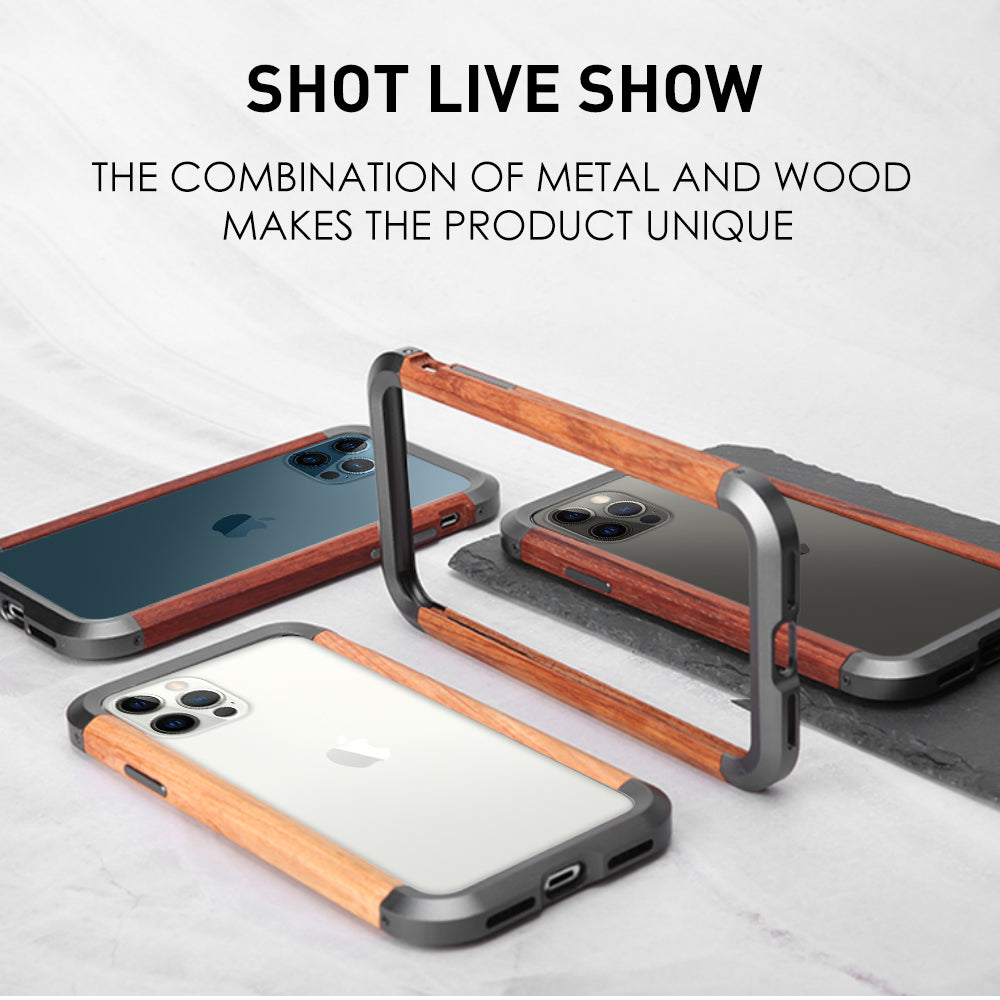Apple iPhone 12 Mini Case Metal Iron Wood Solid Natural