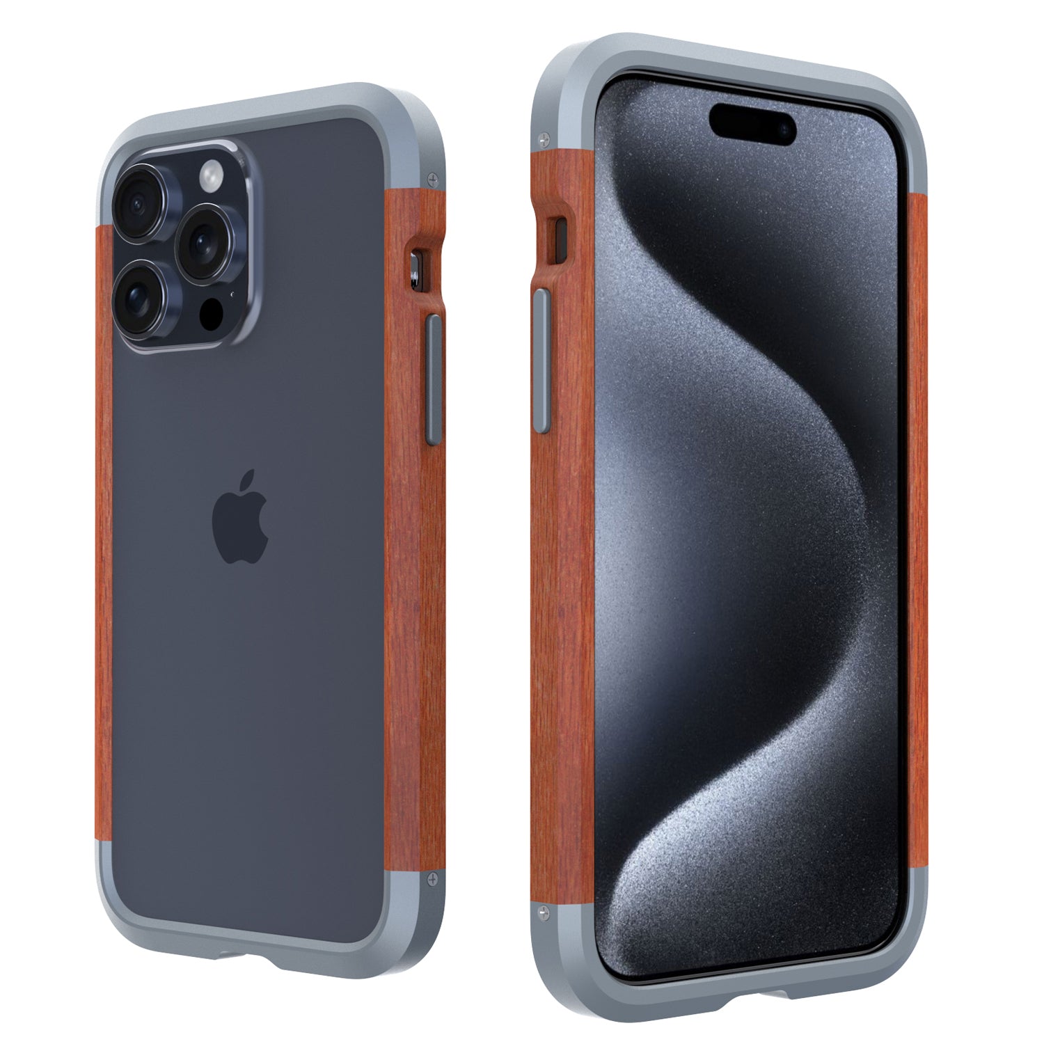 Apple iPhone 12 Pro Max Case Metal Iron Wood Solid Natural