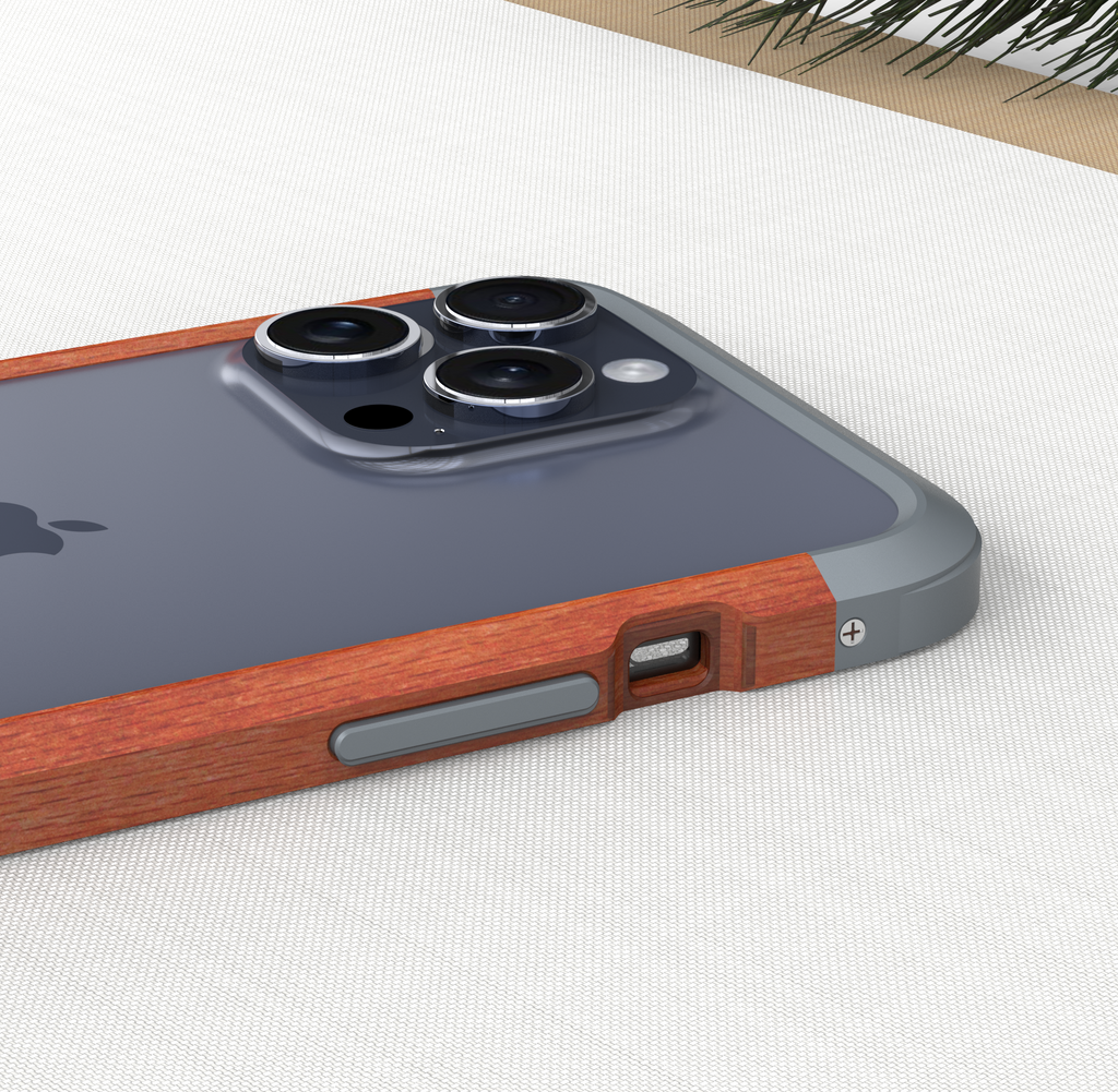 Apple iPhone 12 Mini Case Metal Iron Wood Solid Natural