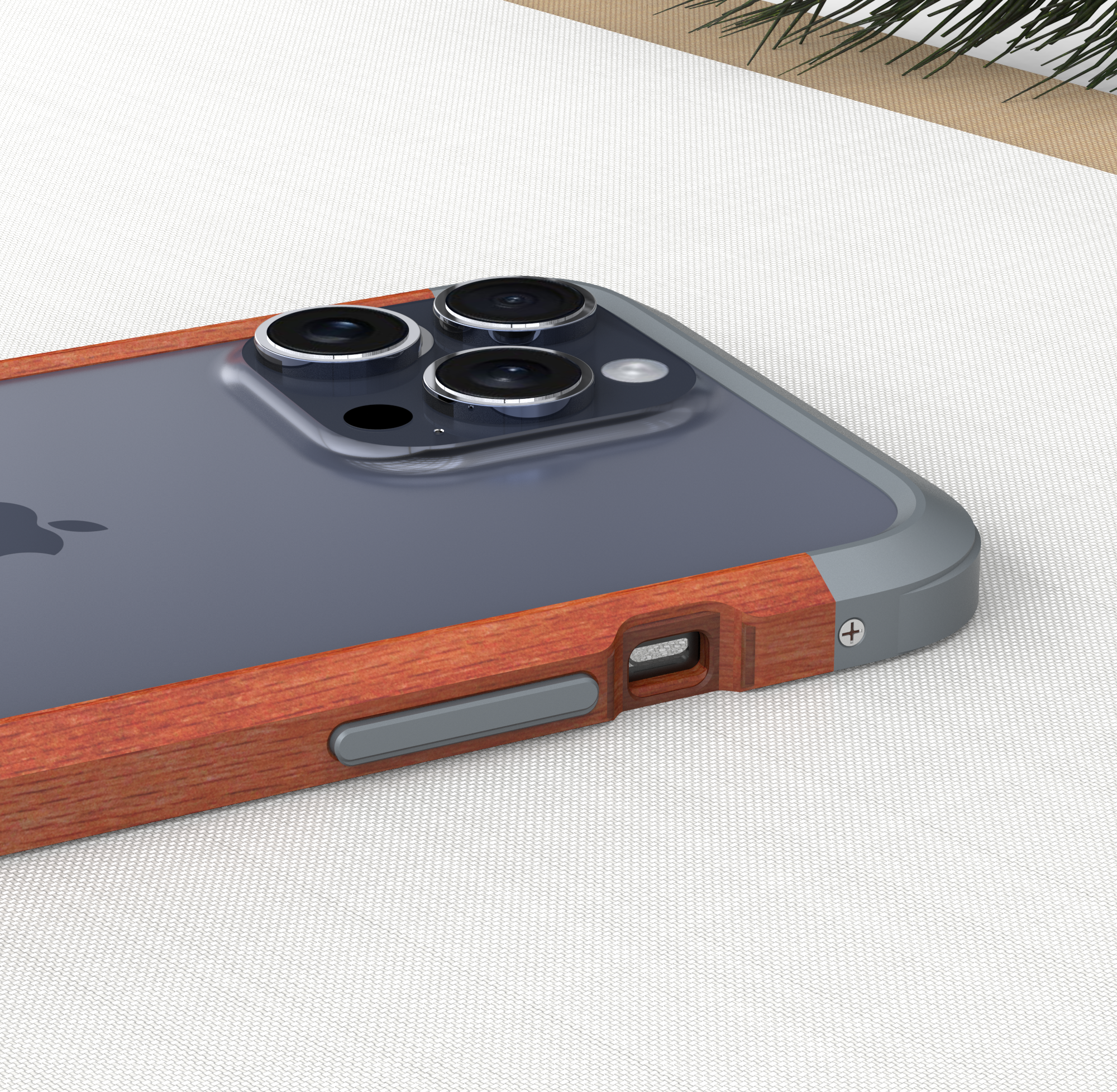 Apple iPhone 12 Mini Case Metal Iron Wood Solid Natural