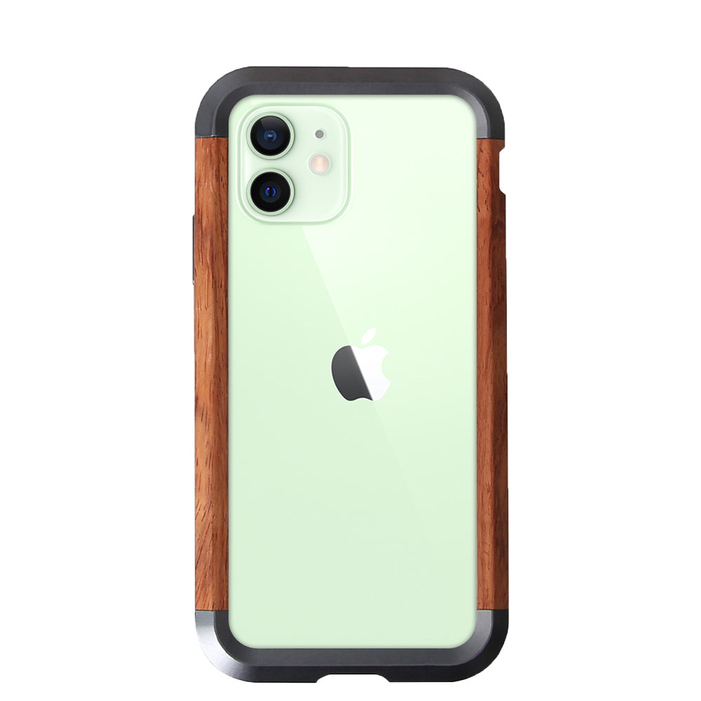 Apple iPhone 12 Case Metal Iron Wood Solid Natural