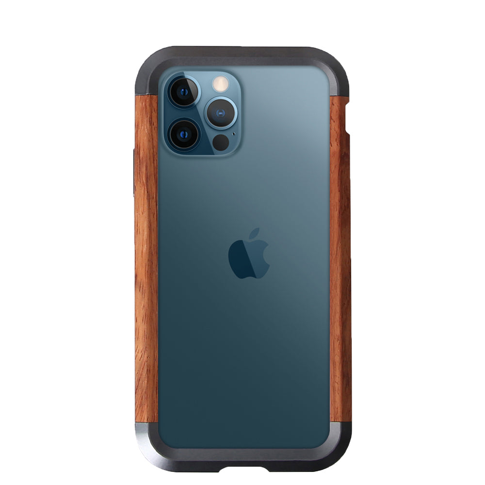 Apple iPhone 12 Mini Case Metal Iron Wood Solid Natural