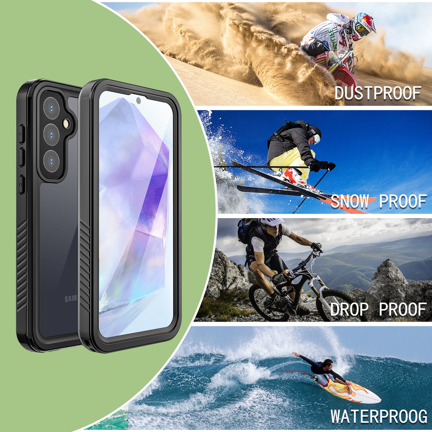 Samsung Galaxy A55 Case Waterproof Twill Crystal Full Protection
