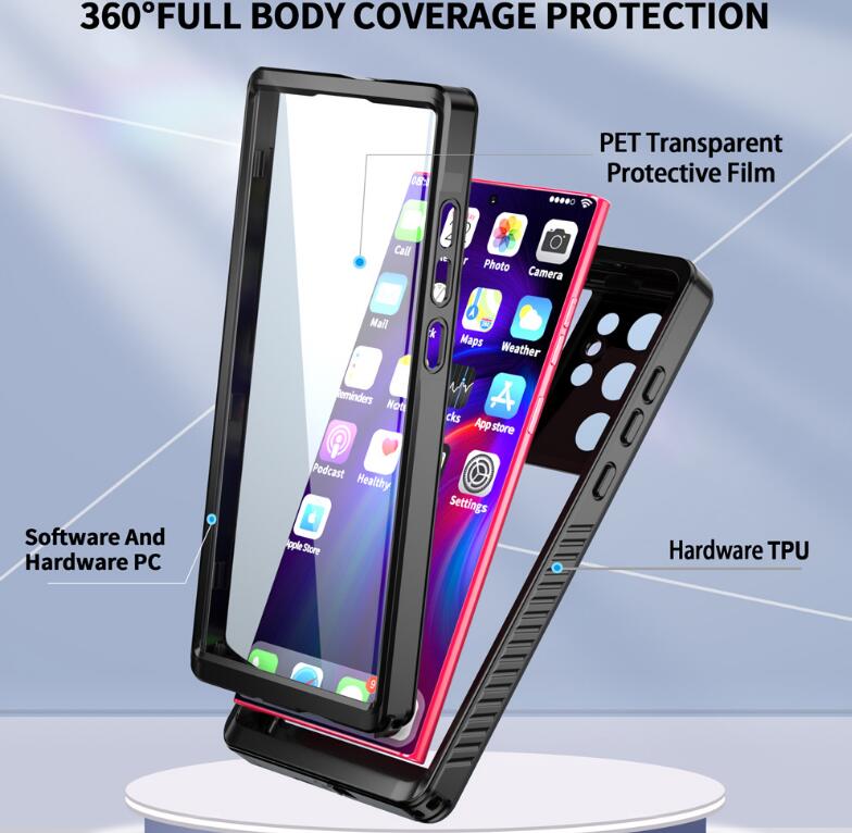 Samsung Galaxy S22 Ultra Case Waterproof Twill Crystal Full Protection