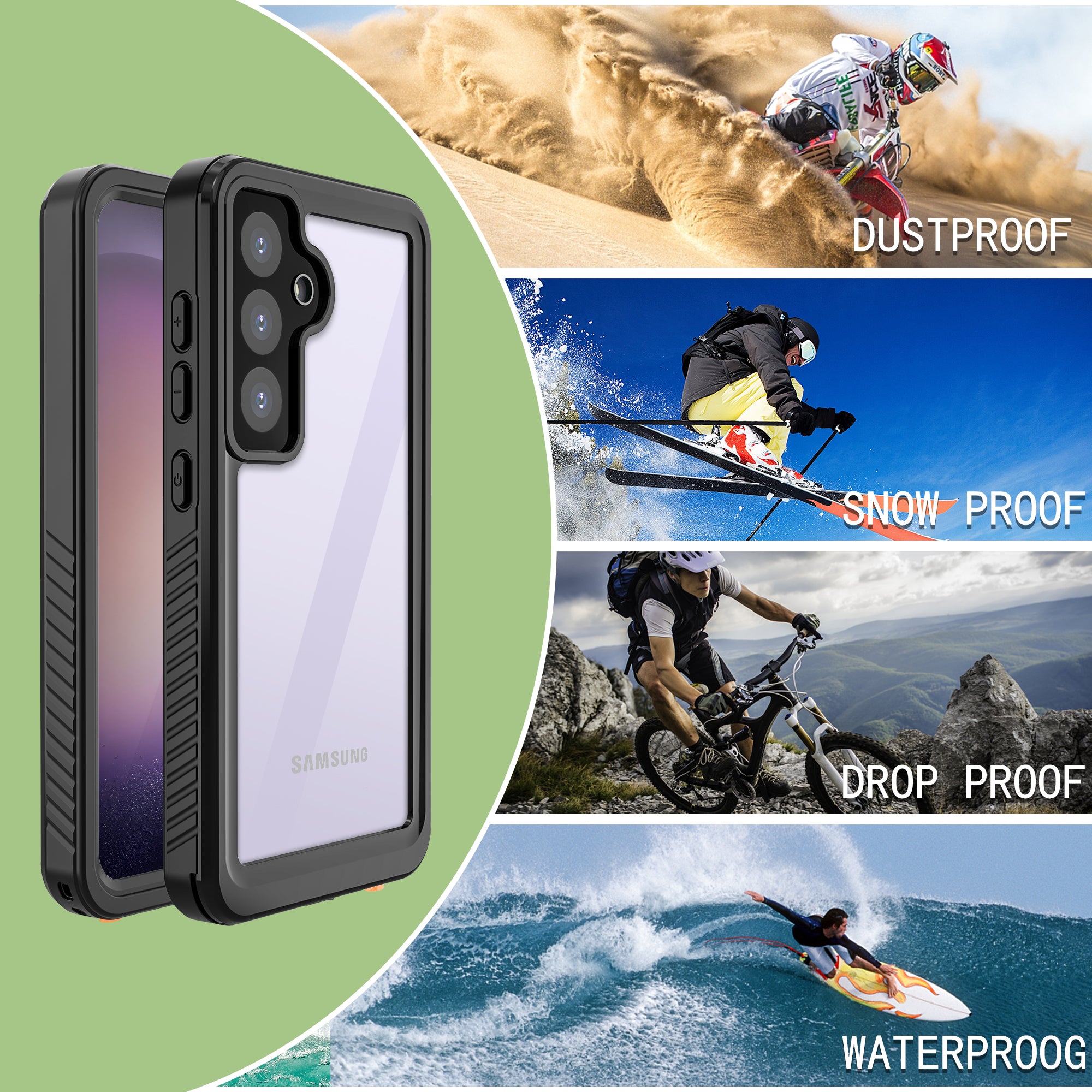 Samsung Galaxy S24 Case Waterproof Twill Crystal Full Protection