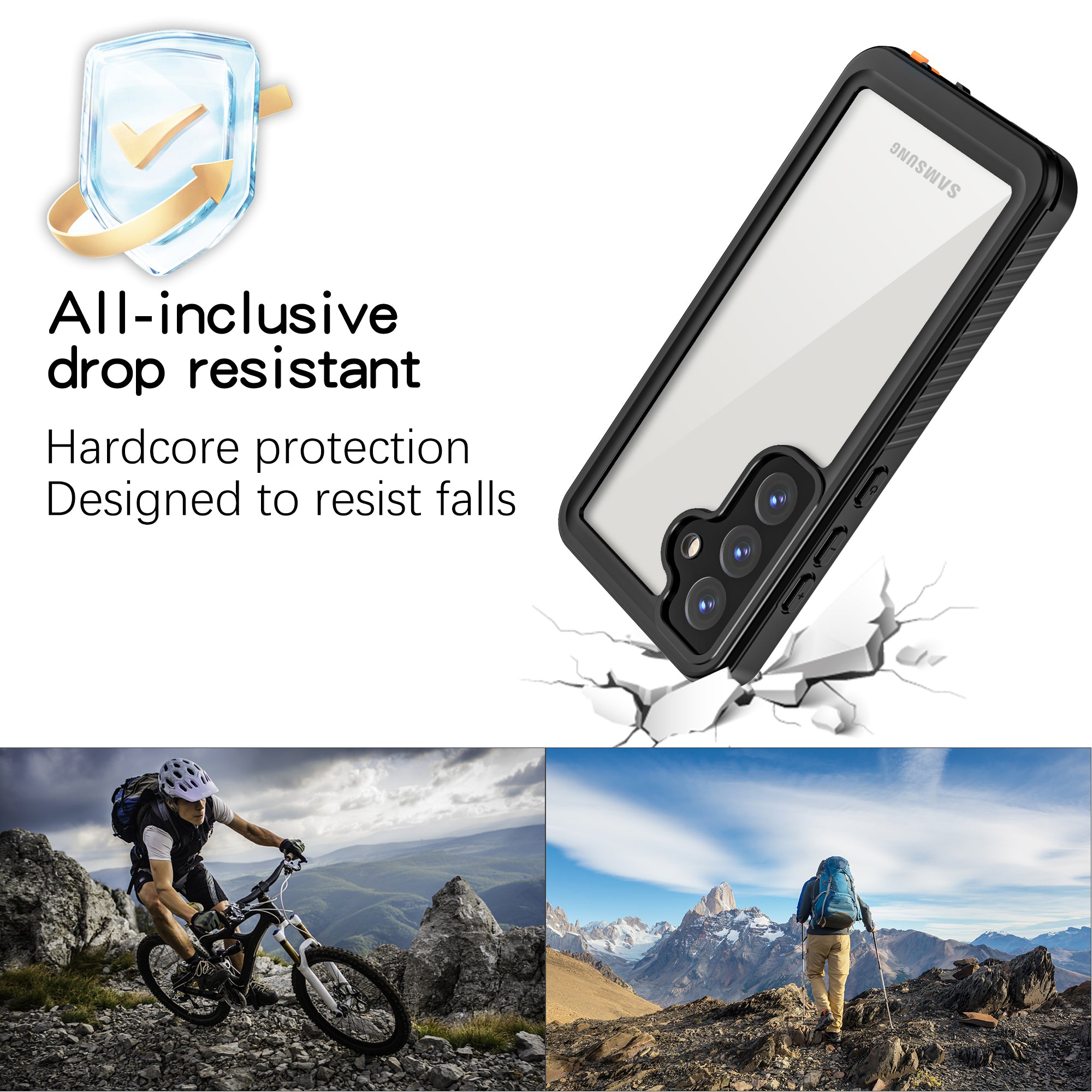 Samsung Galaxy S25 Case Waterproof Twill Crystal Full Protection