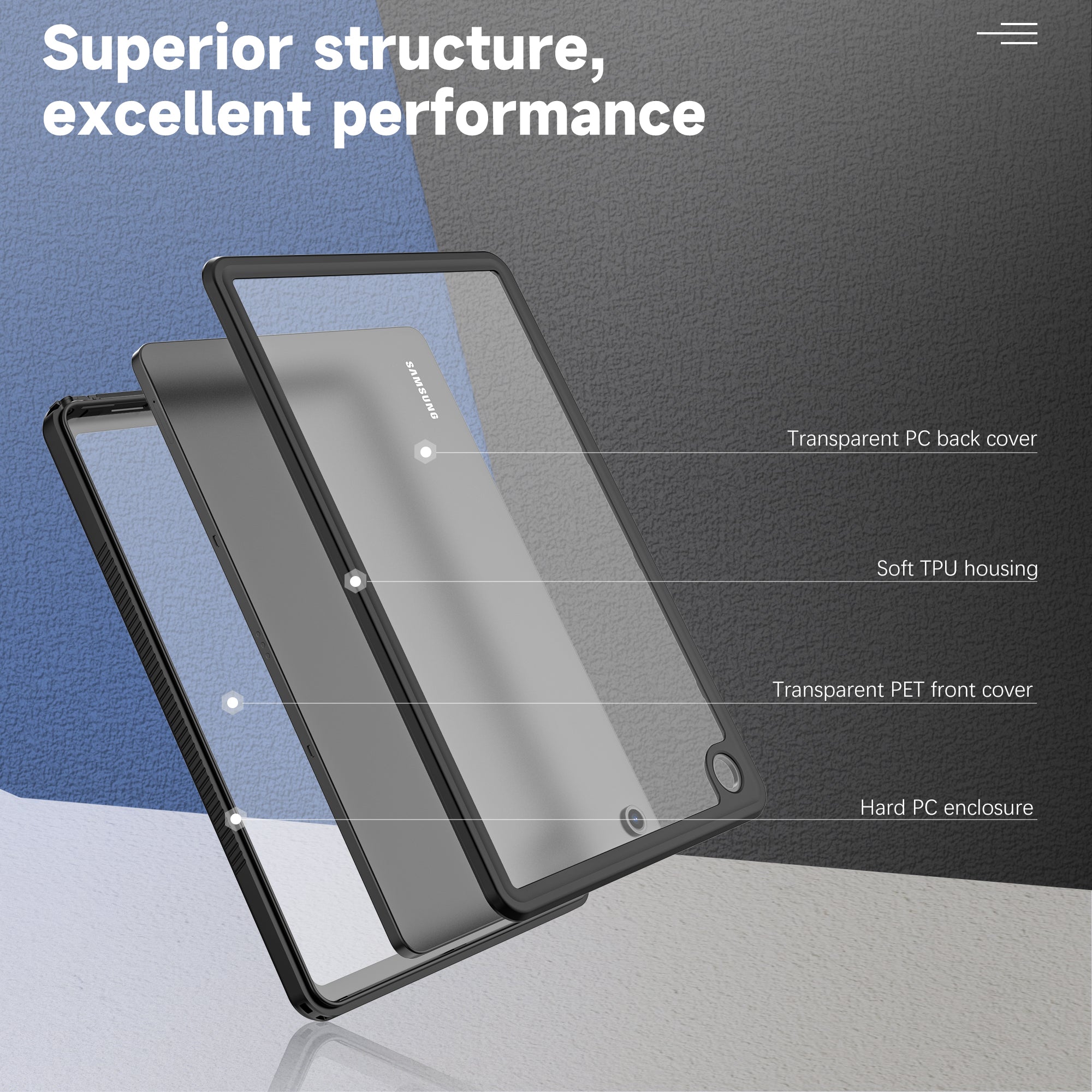 Samsung Galaxy Tab A9 Plus Case Waterproof Twill Crystal Full Protection
