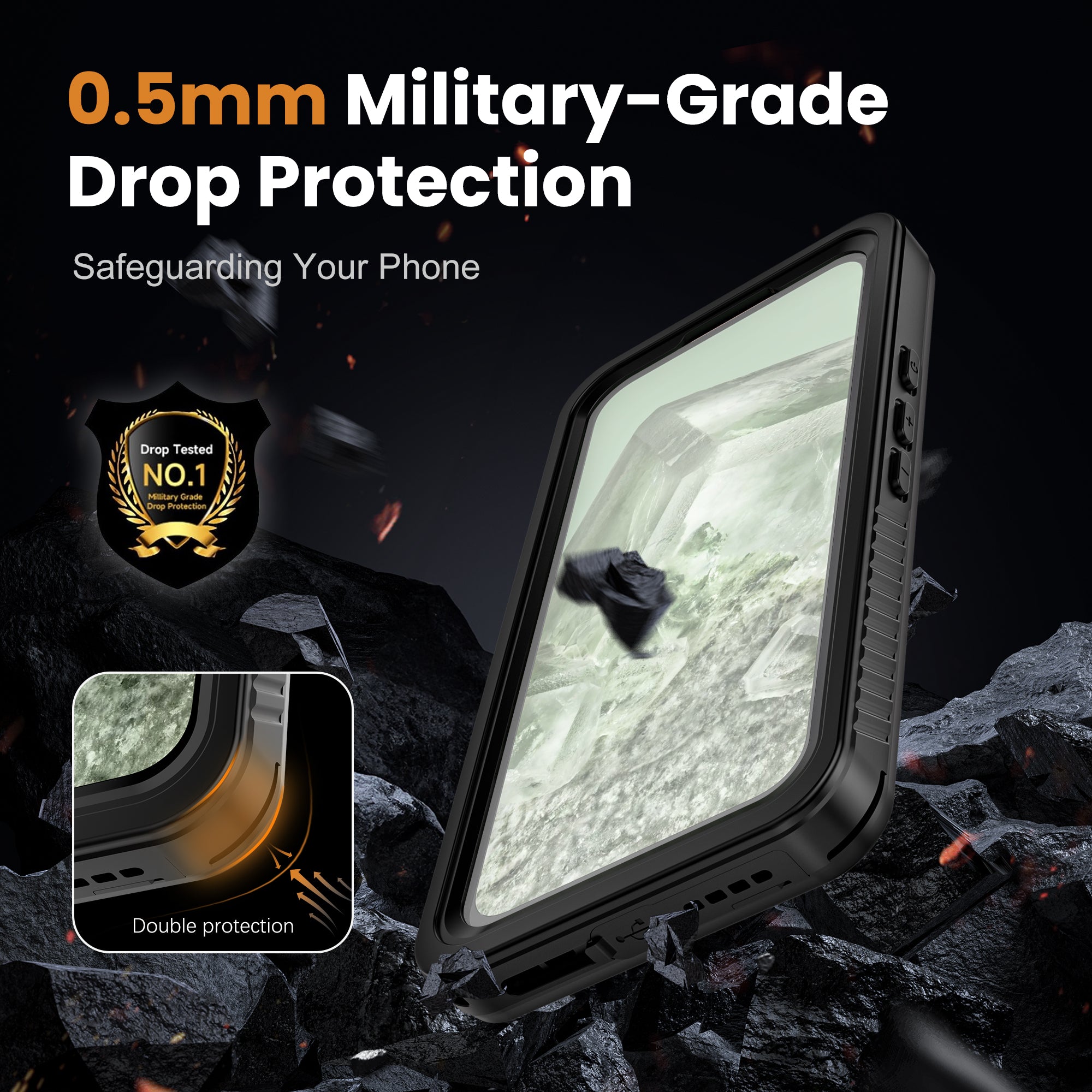 Google Pixel 8A Case Waterproof Twill Crystal Full Protection