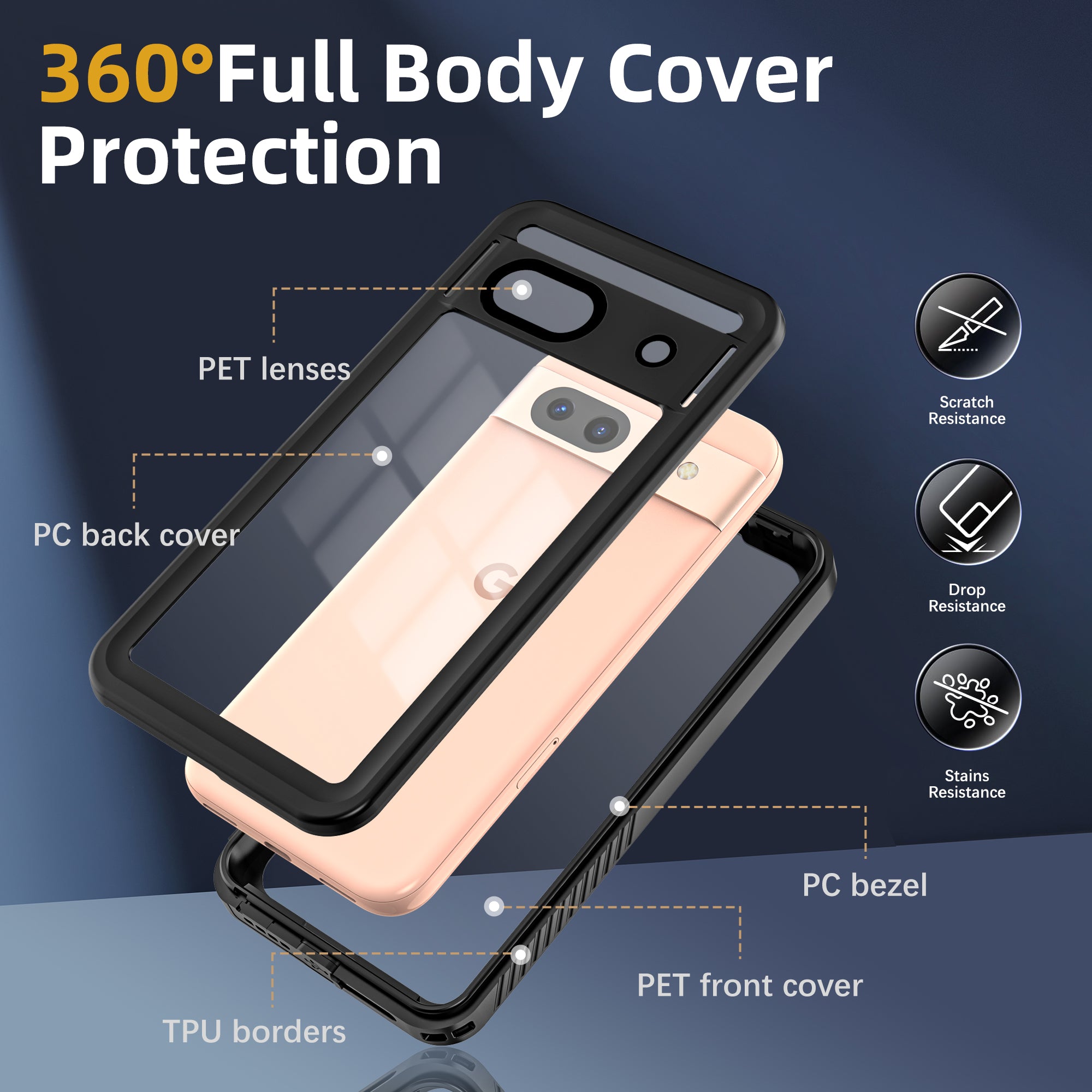 Google Pixel 8A Case Waterproof Twill Crystal Full Protection