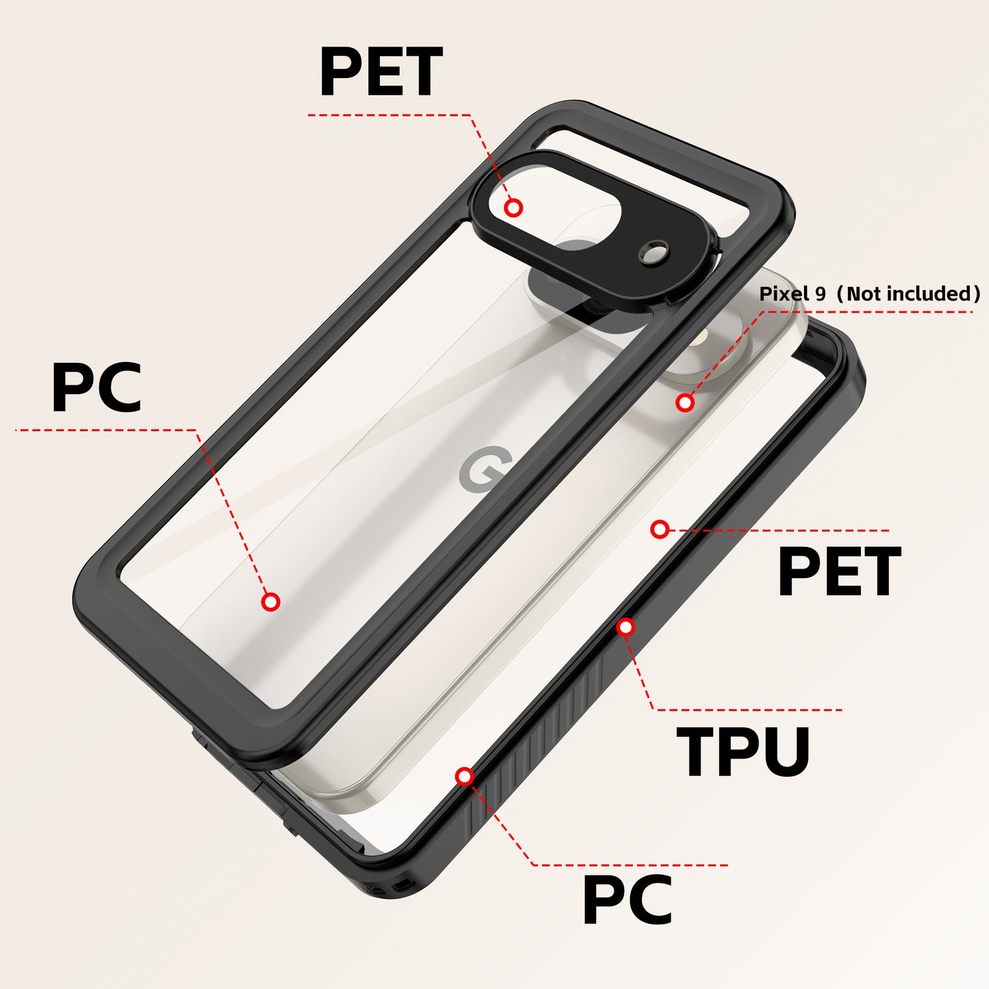 Google Pixel 9 Case Waterproof Twill Crystal Full Protection