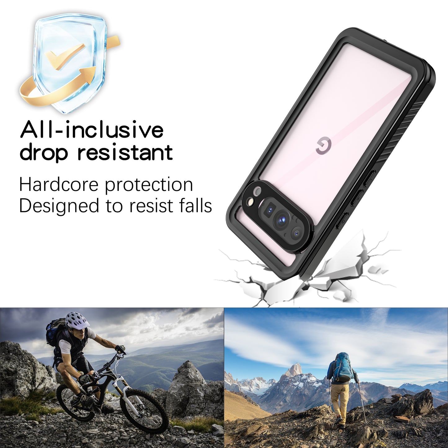 Google Pixel 9 Pro Case Waterproof Twill Crystal Full Protection